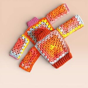 Handmade Baby Crochet Infant Granny Square Pullover Sweater | 3-6 Months